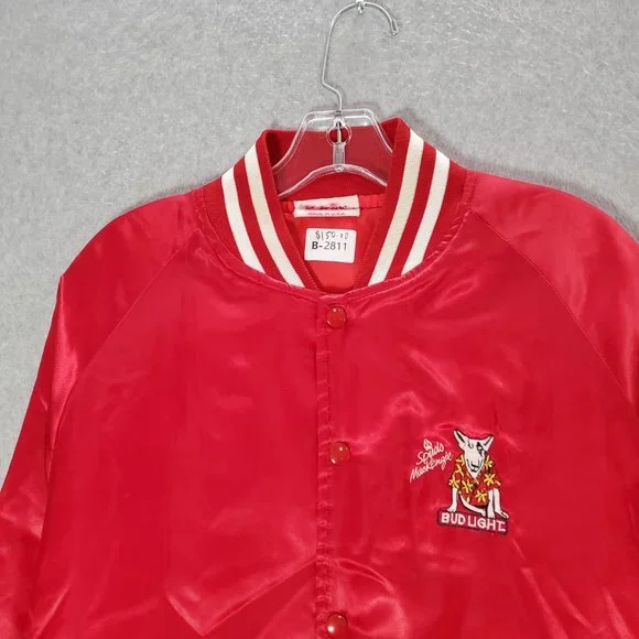 VINTAGE Bud Light Spuds‎ MacKenzie Dog Men Varsity Jacket Large Red Made In USA